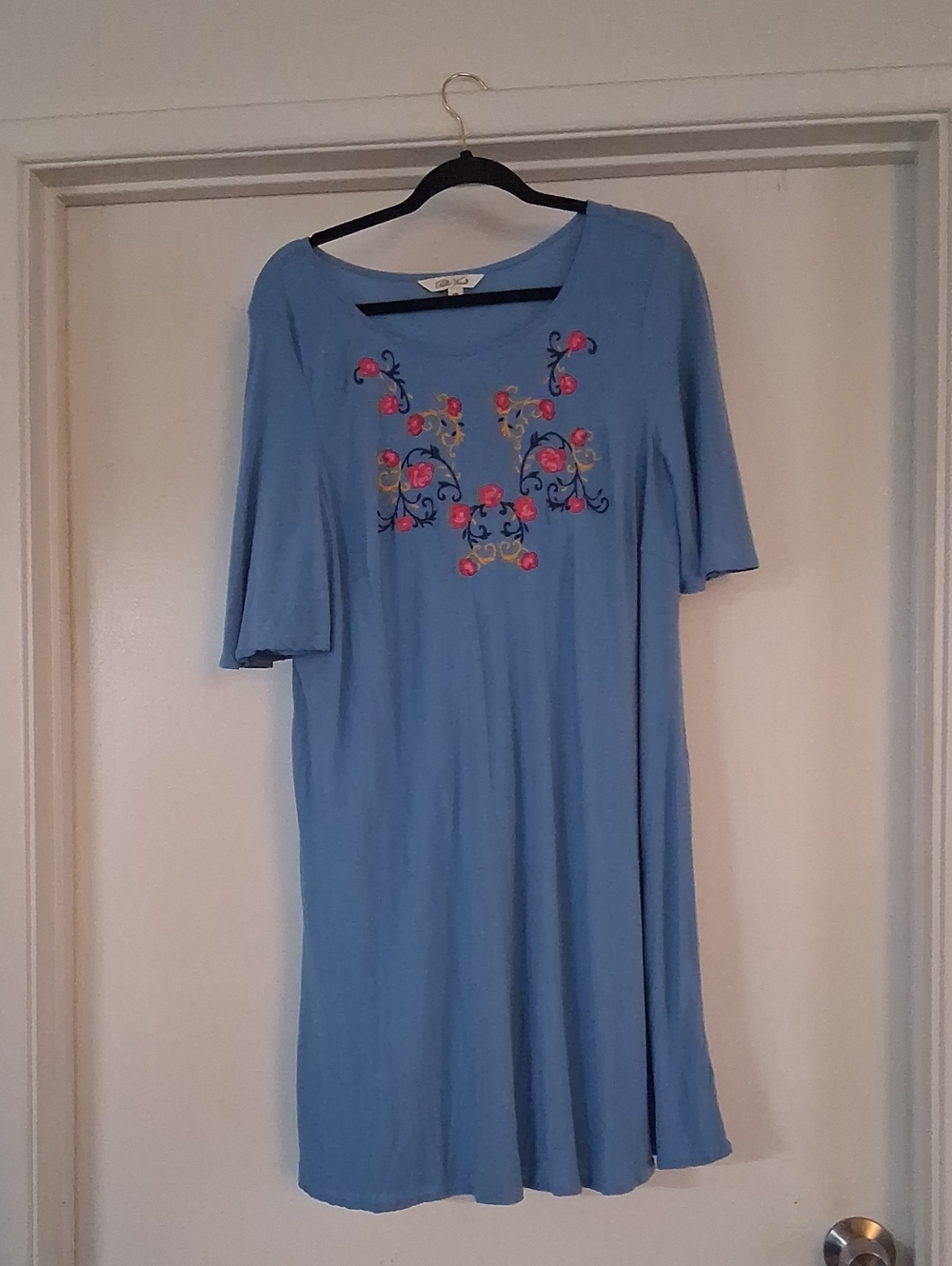 Blue Embroidered Short-Sleeve Women’s Dress By Pioneer Women